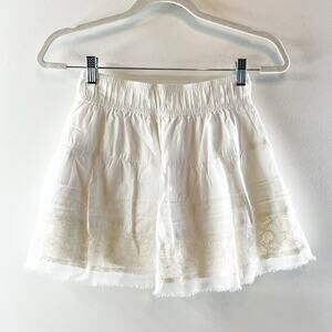 Hollister California Pull On High Rise Lace Trim A-Line Mini Skirt White Medium